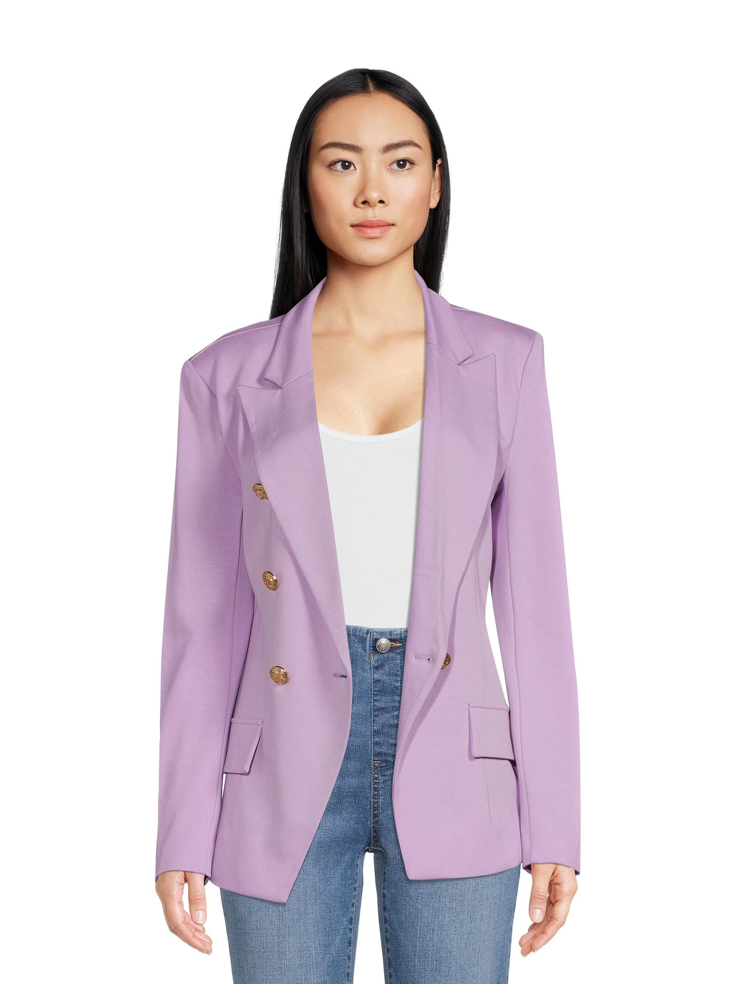 Attitude Unknown Women's Metallic Button Blazer | Walmart (US)