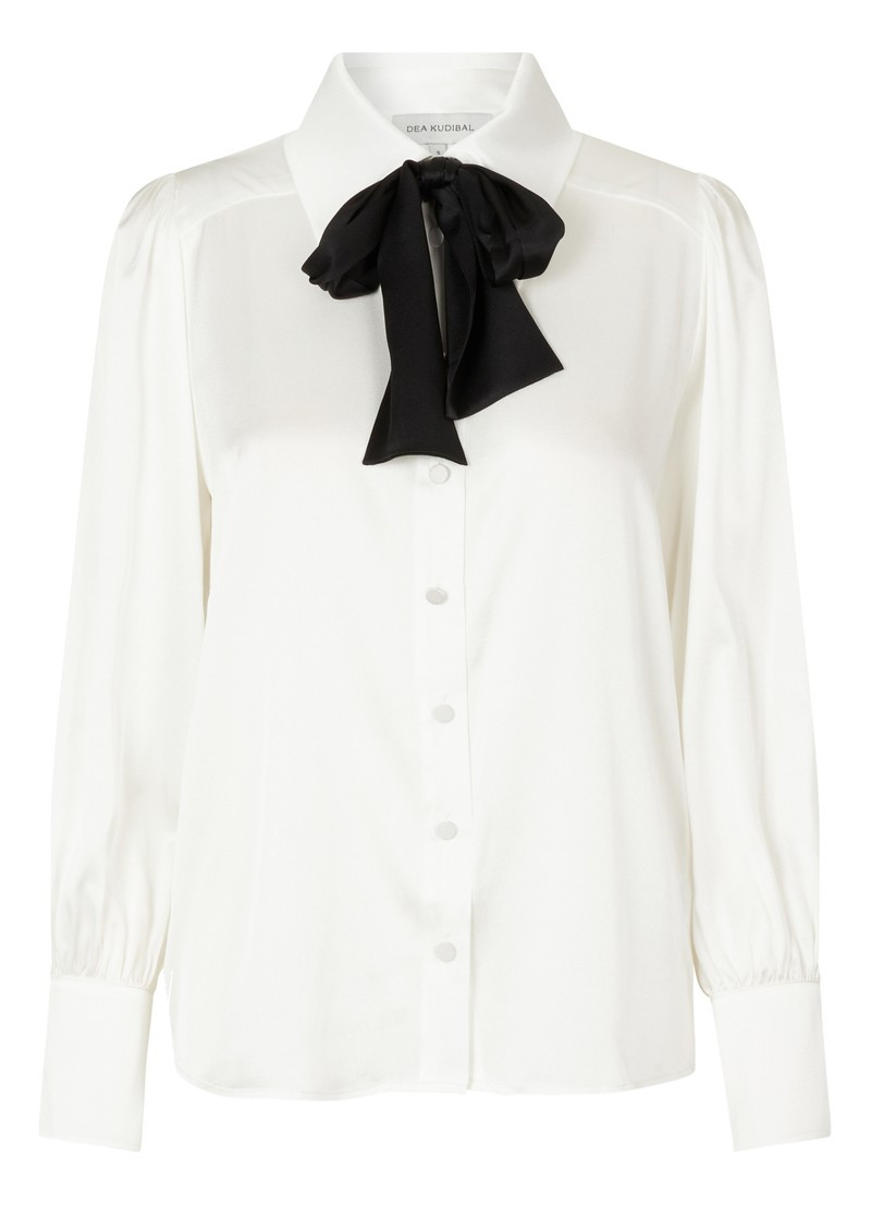 Jasmindea Silk Bow Shirt - Natural White | The Dressing Room Retail