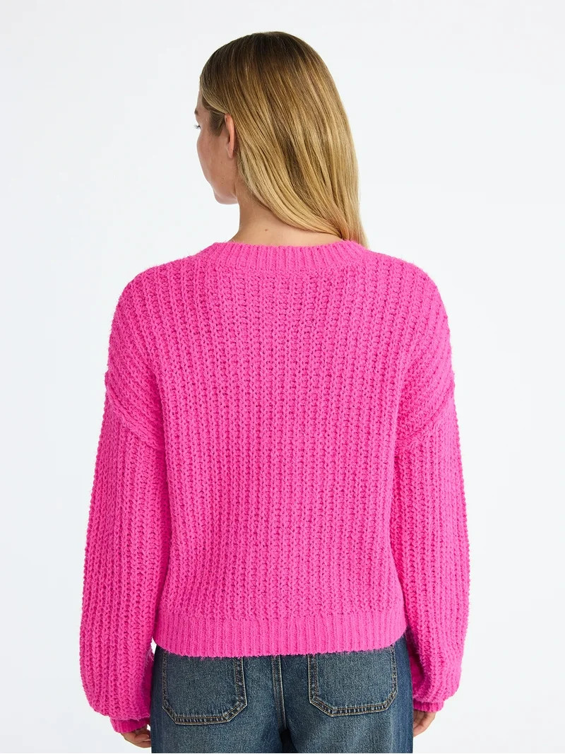 No Boundaries Cable Knit Sweater, Midweight, Women's | Walmart (US)