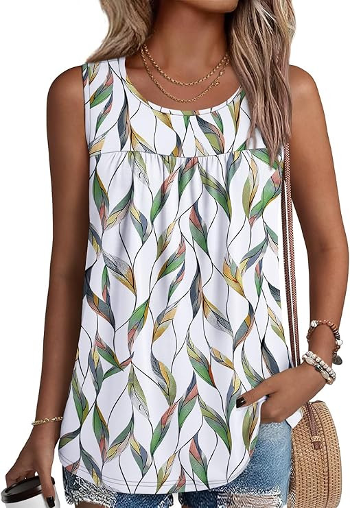 NORACORA Womens Summer Tank Tops Sleeveless T Shirt Casual Loose Fit Tunic Blouses | Amazon (US)