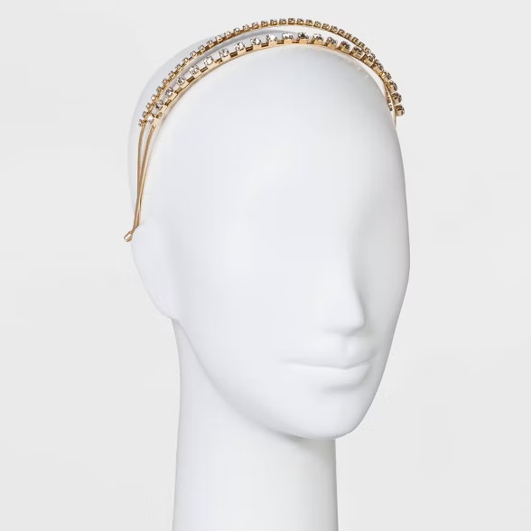 Metal Split Rhinestone Headband - A New Day™ Gold | Target