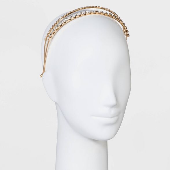 Metal Split Rhinestone Headband - A New Day&#8482; Gold | Target