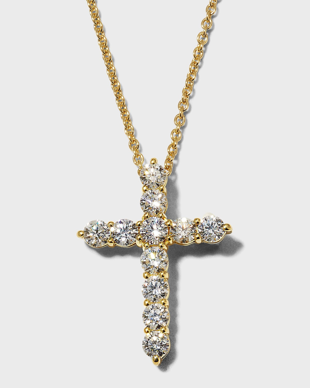 18K Gold Diamond Cross Pendant Necklace, 25x20mm | Neiman Marcus