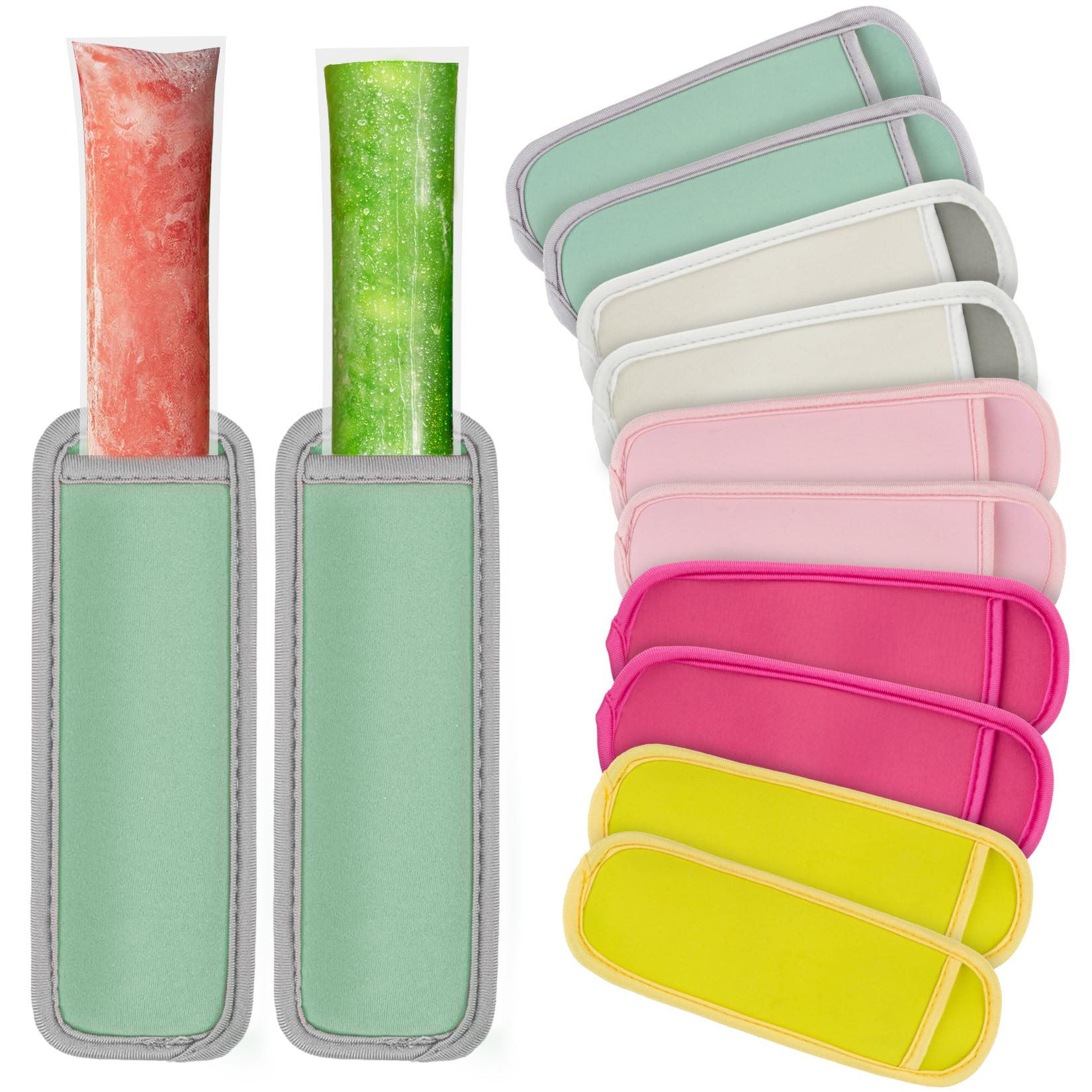 10 PCS Reusable Ice Popsicle Holders - Ice Pop Sleeves for Frozen Treats Yogurt Tubes Ice Cream B... | Amazon (US)