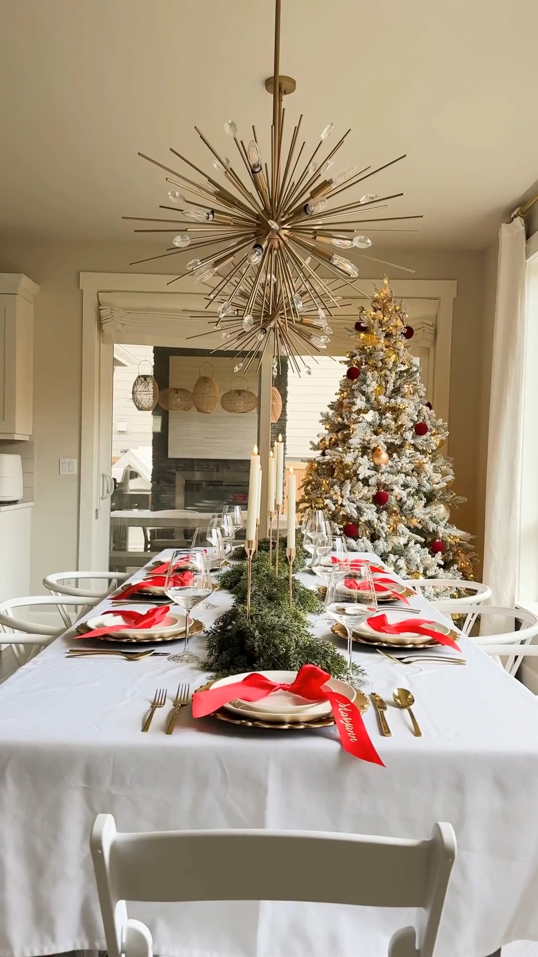 HOLIDAY TABLESCAPE! 🎄❤️✨ 
I used everything I had on hand already and just added a garland and red bows to make it festive. If you don’t want to deal with dishes or don’t have enough for everyone, switch out your dinnerware for these nice disposable plates and utensils. They still look so elegant.

Cricut easy press mini, Cricut maker 3, cricut tools, Cricut smart iron on heat transfer vinyl, satin ribbon, Gold Plastic Charger Plates, garland, tablecloth, candle holders, battery operated candles 

#LTKHoliday #LTKHome #LTKSeasonal