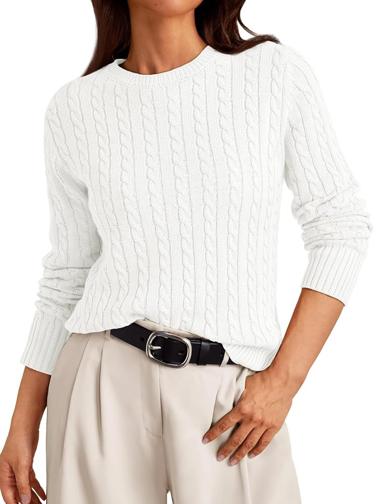 LILLUSORY Cable Knit Sweater Womens Soft Pullover Lightweight Ladies Business Casual Trendy Sweat... | Amazon (US)