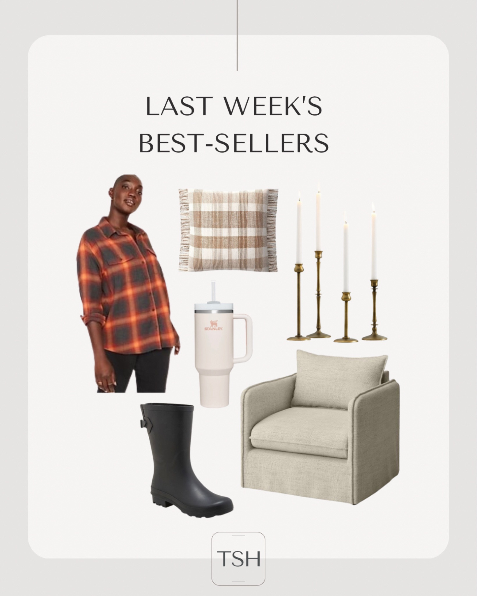 Last week’s best sellers!
Old Navy flannel 
Target armchair
Pottery Barn taper candleholders 
Target rain boots 
Stanley
Target decor 

#LTKsalealert #LTKSeasonal #LTKhome