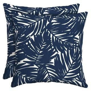 ARDEN SELECTIONS Earth Fiber Outdoor Throw Pillow, Fade Resistant Navy Blue King Palm (Set of 2) ... | The Home Depot