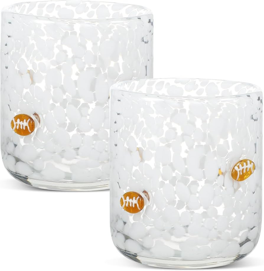 SiliFine 2 PCS Football Icon Glass Cups, White | Amazon (US)