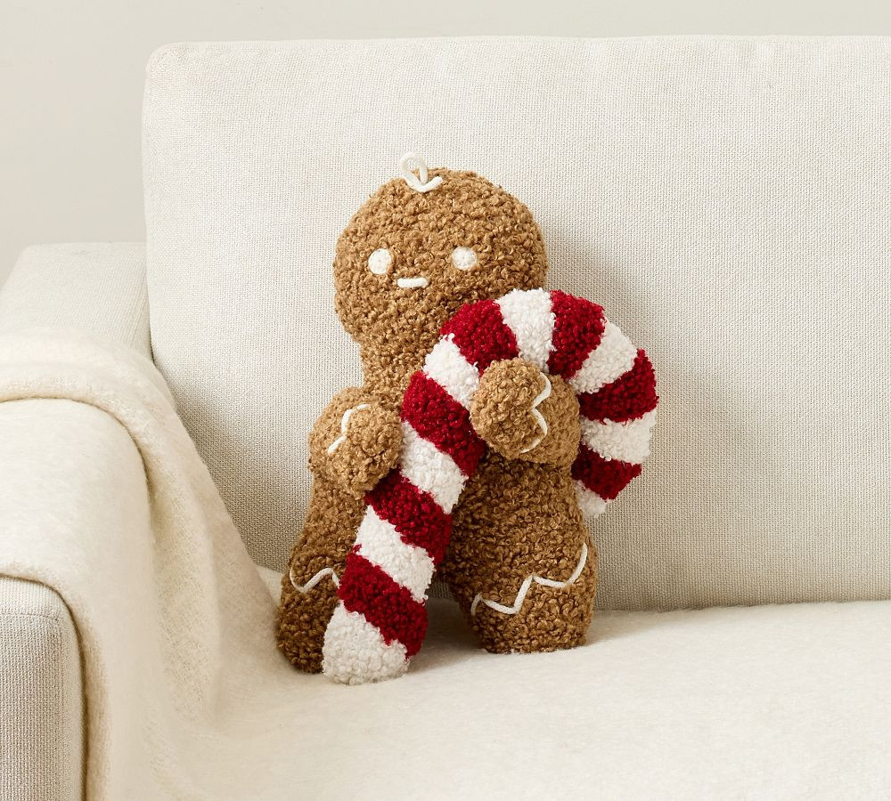 Little Spice Gingerbread Shaped Pillow, Multi, 14"" x 8.5 | Pottery Barn (US)