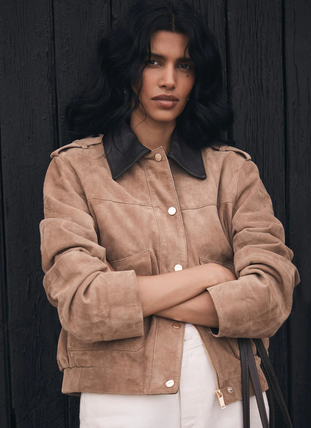 Neutral Suede Barn Jacket | Mint Velvet