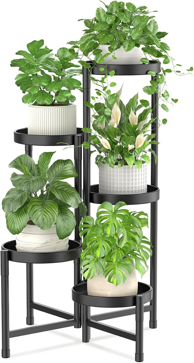 iDavosic.ly Plant Stand Indoor Outdoor, 5 Tier Corner Metal Flower Display Holder Shelf, Easy Ass... | Amazon (US)