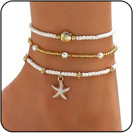 Ankle Bracelets for Women Waterproof Beach Jewelry for Women Elastic Beaded Anklets Boho Seashell... | Amazon (US)