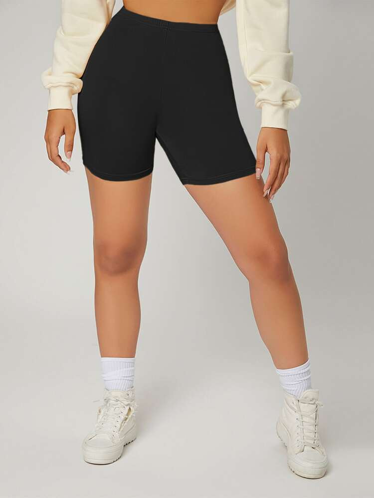 SHEIN Solid High Waist Biker Shorts | SHEIN