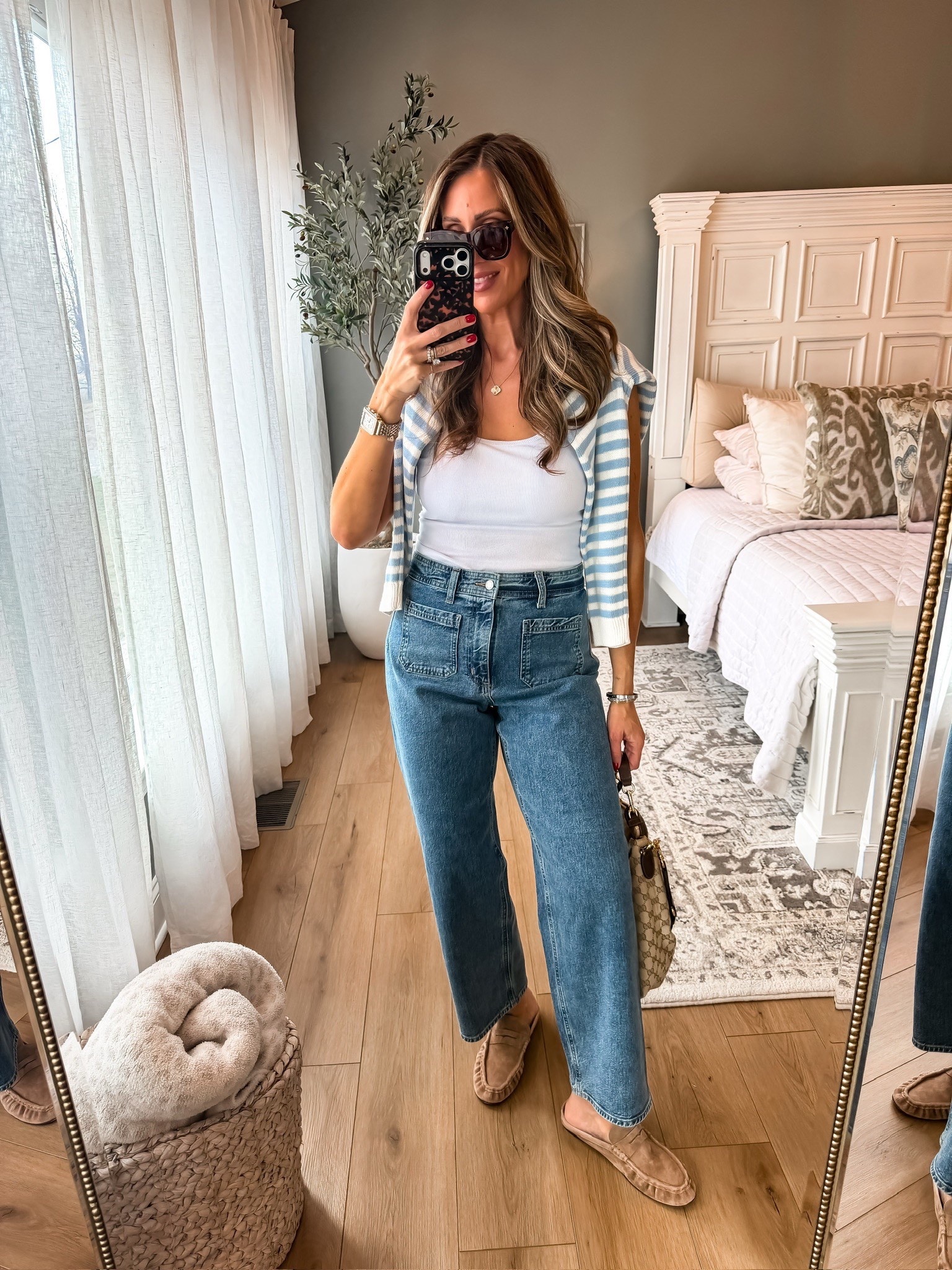 Spring outfit, elevated casual jeans, comfy casual spring outfit, striped cardigan, spring brunch outfit, Themominstyle 

#LTKSpringSale #LTKootd #LTKmomlife