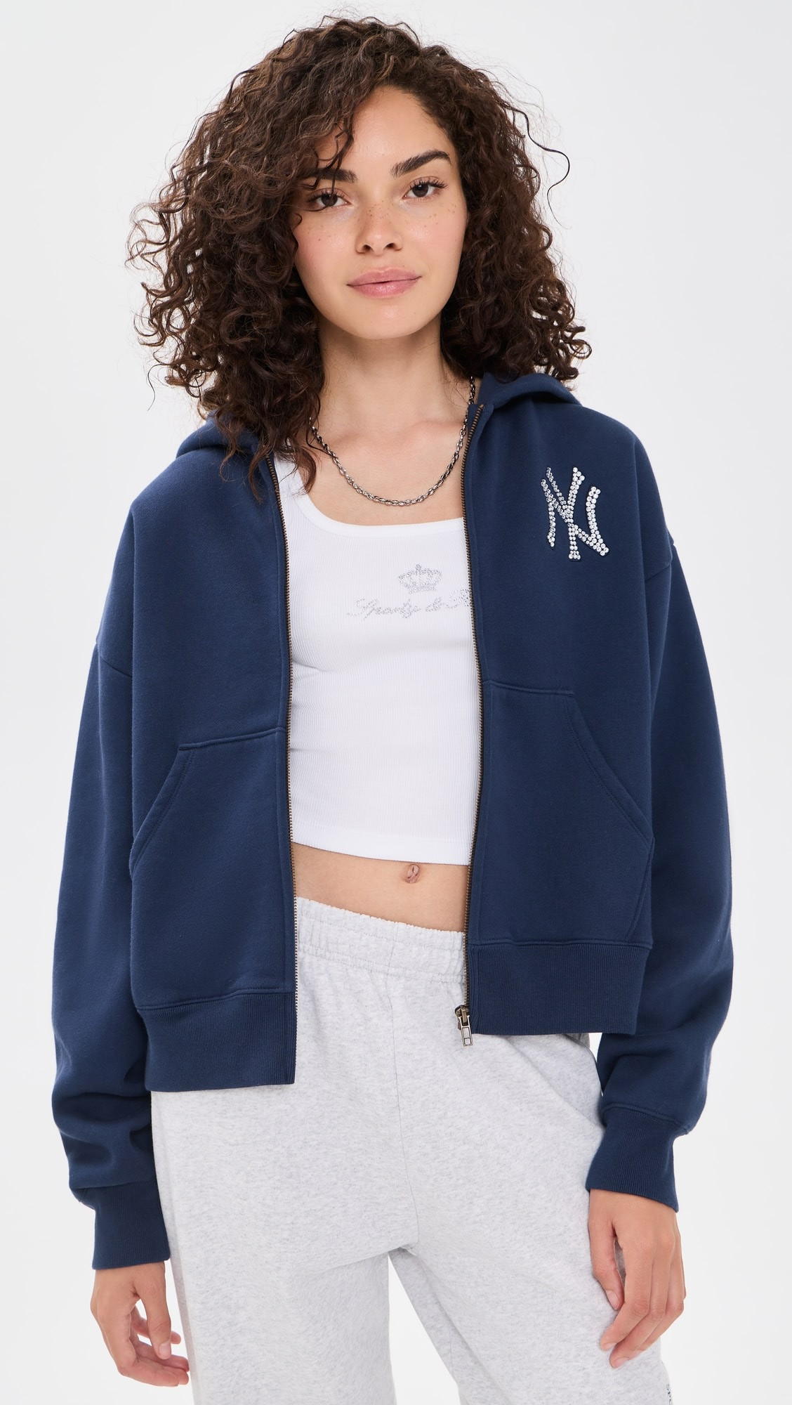 Shopbop | Sporty &amp; Rich Yankees Krystal Zip Hoodie | Shopbop — shop this pick from Emily's edit
