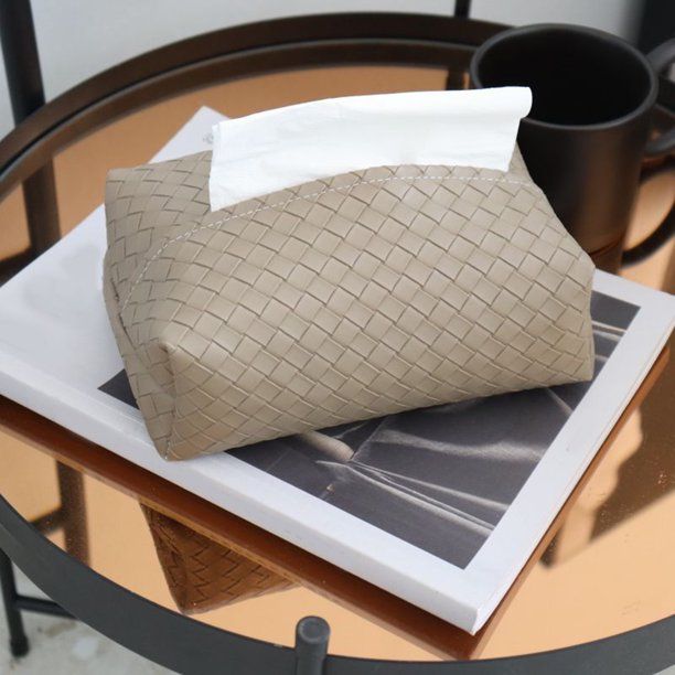 HeroNeo Leather Woven Pattern Tissue Box Rectangle Napkin Organizer Holder for Home Bedroom Livin... | Walmart (US)