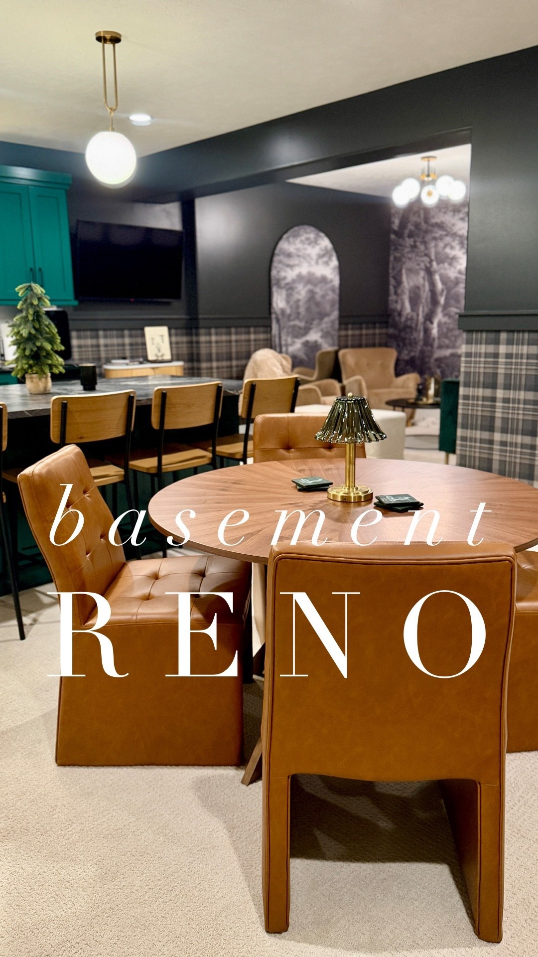 Basement Reno! Updated the walls by adding a chair rail, painting the top an iron ore Sherwin-Williams paint, and added this gorgeous plaid wallpaper below. A classic tradition yet updated vibe! 

#LTKHoliday #LTKHome #LTKMens