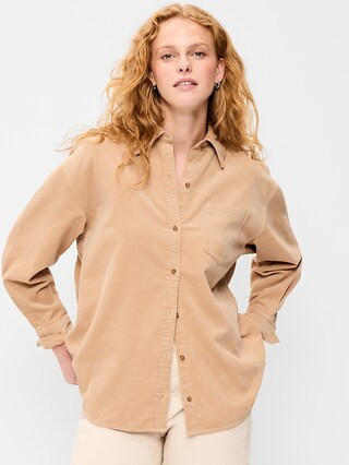 Oversized Boyfriend Button-Down Corduroy Shirt | Old Navy (US)