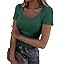 GKBK Womens Short Sleeve Tops Scoop Neck Ribbed Slim Fitted Basic Tee Shirts Cute Summer Tops Spr... | Amazon (US)