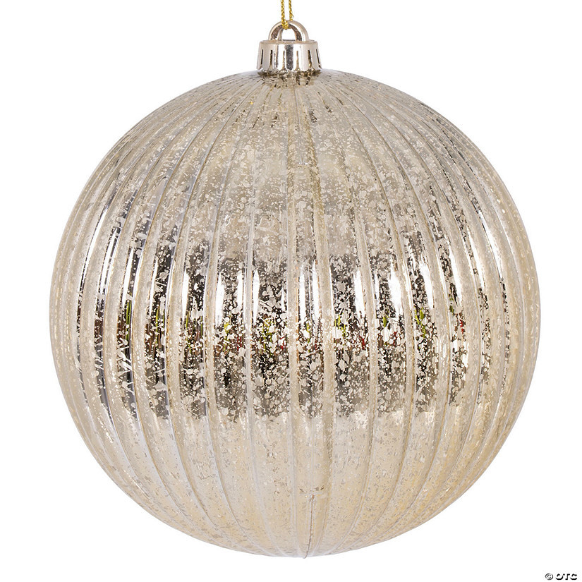 Vickerman 6" Champagne Shiny Lined Mercury Ball Ornament, 4 per bag. | Oriental Trading Company