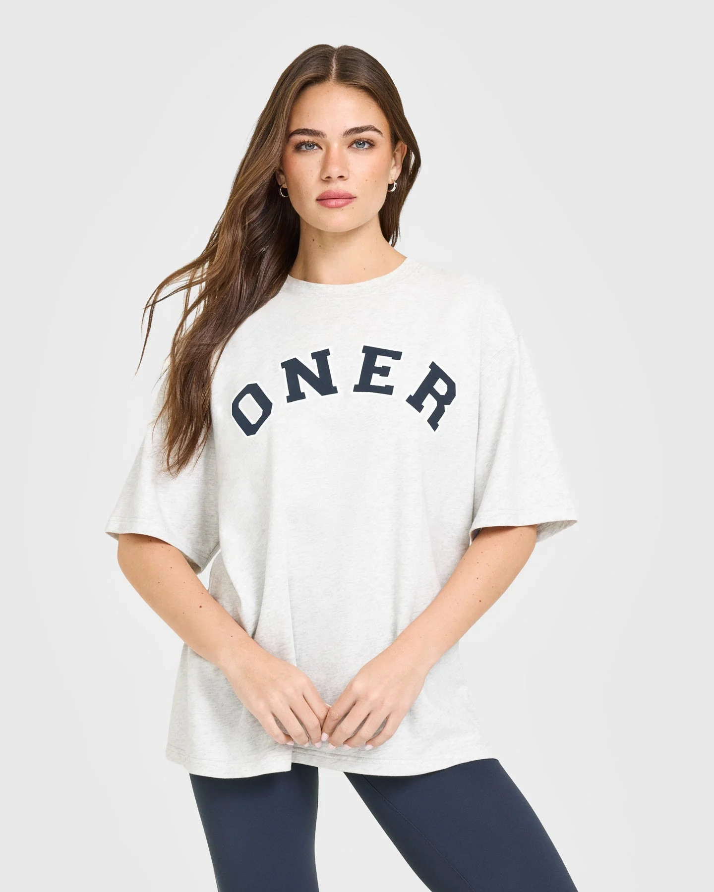 Oversized Oner Girlfriend Washed T-Shirt 
 Light Grey Marl | Oner Active (UK / US)