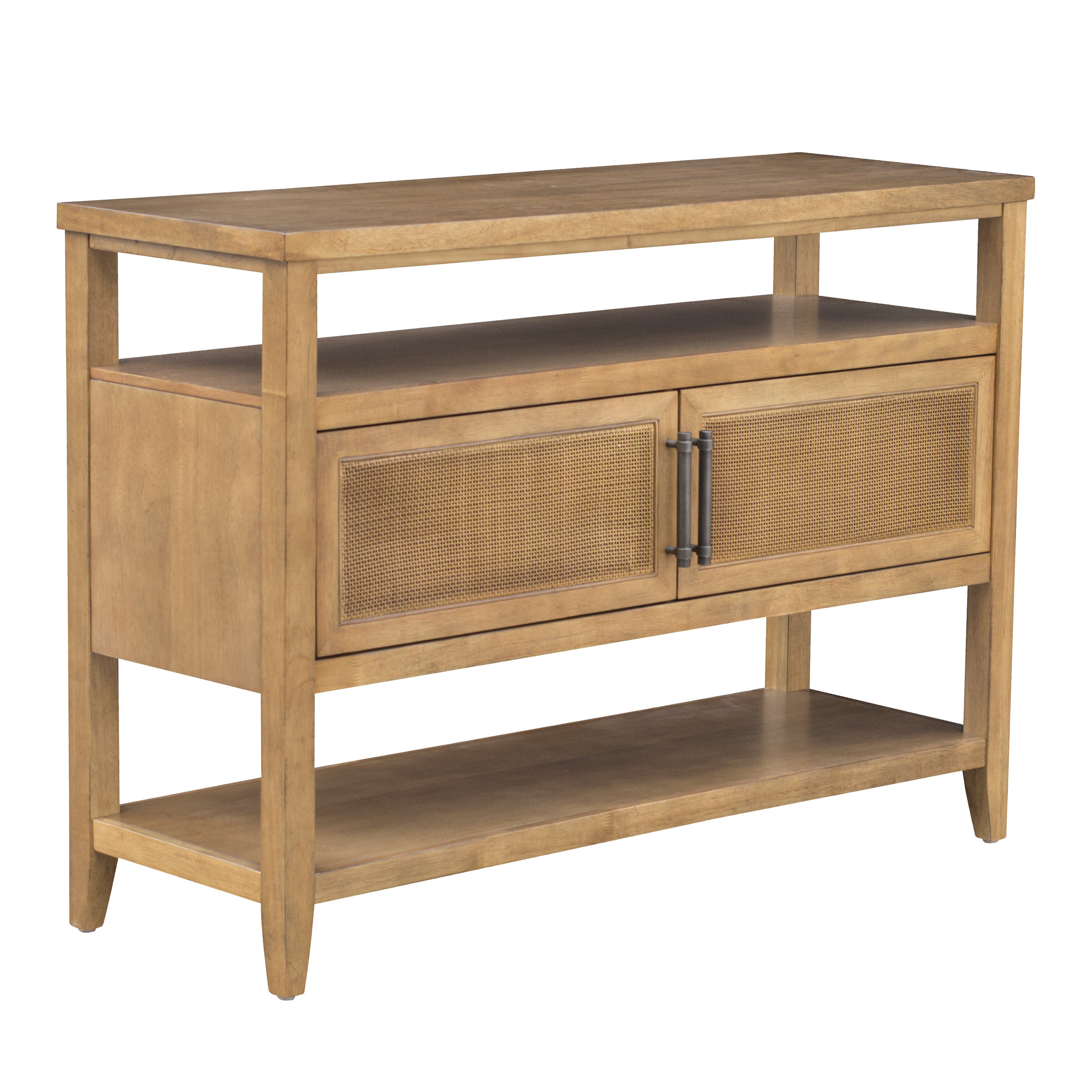 Bailey Honey Wood and Cane Console Table with Shelves | World Market