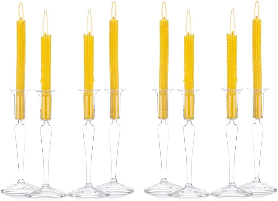 Sziqiqi Glass Taper Candle Holders Set of 8, Wedding Party Dinning Table Decorations Candlestick ... | Amazon (UK)