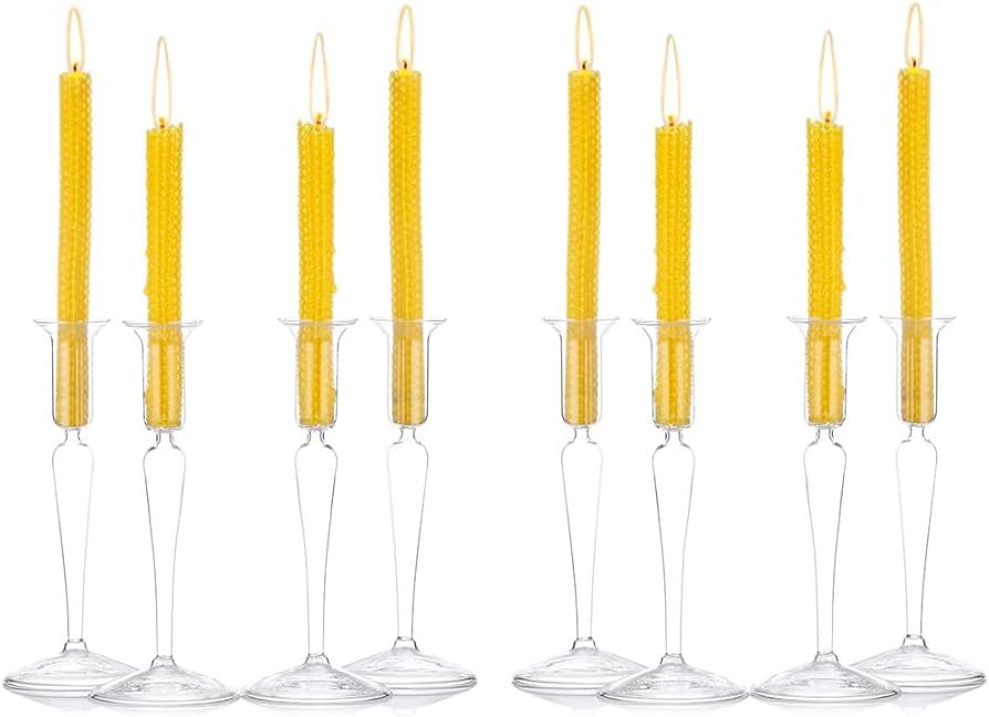 Sziqiqi Glass Taper Candle Holders Set of 8, Wedding Party Dinning Table Decorations Candlestick ... | Amazon (UK)