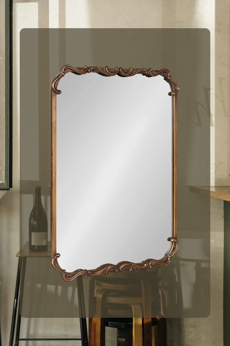 Kate and Laurel Brazelton Rounded Rectangle Ornate Traditional Mirror, 20 x 27, Gold, Ornamental Round Rectangular Classic Framed Wall Mirror

#LTKHome