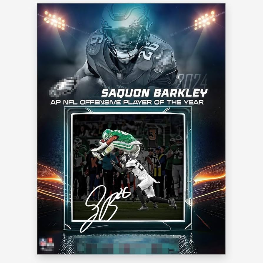 WHZKCYH 2025 Rugby Star Saquon Barkley Poster For Kids Bedroom Wall Decor-Football Superstar Sign... | Amazon (US)