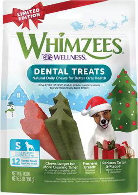 WHIMZEES by Wellness Holiday Dental Chews Natural Grain-Free Dental Dog Treats, Small, 12 count | Chewy