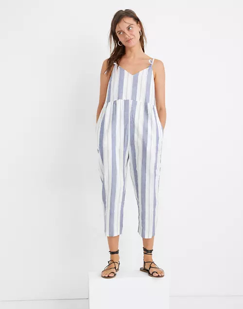 Striped Tie-Strap V-Neck Cover-Up Jumpsuit | Madewell