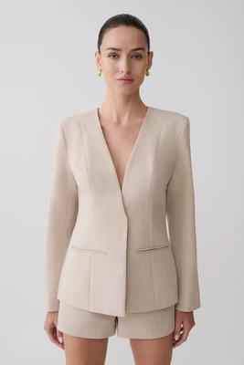 Solenne Collarless Suiting Blazer / Natural Marle | MESHKI | XXL | MESHKI US