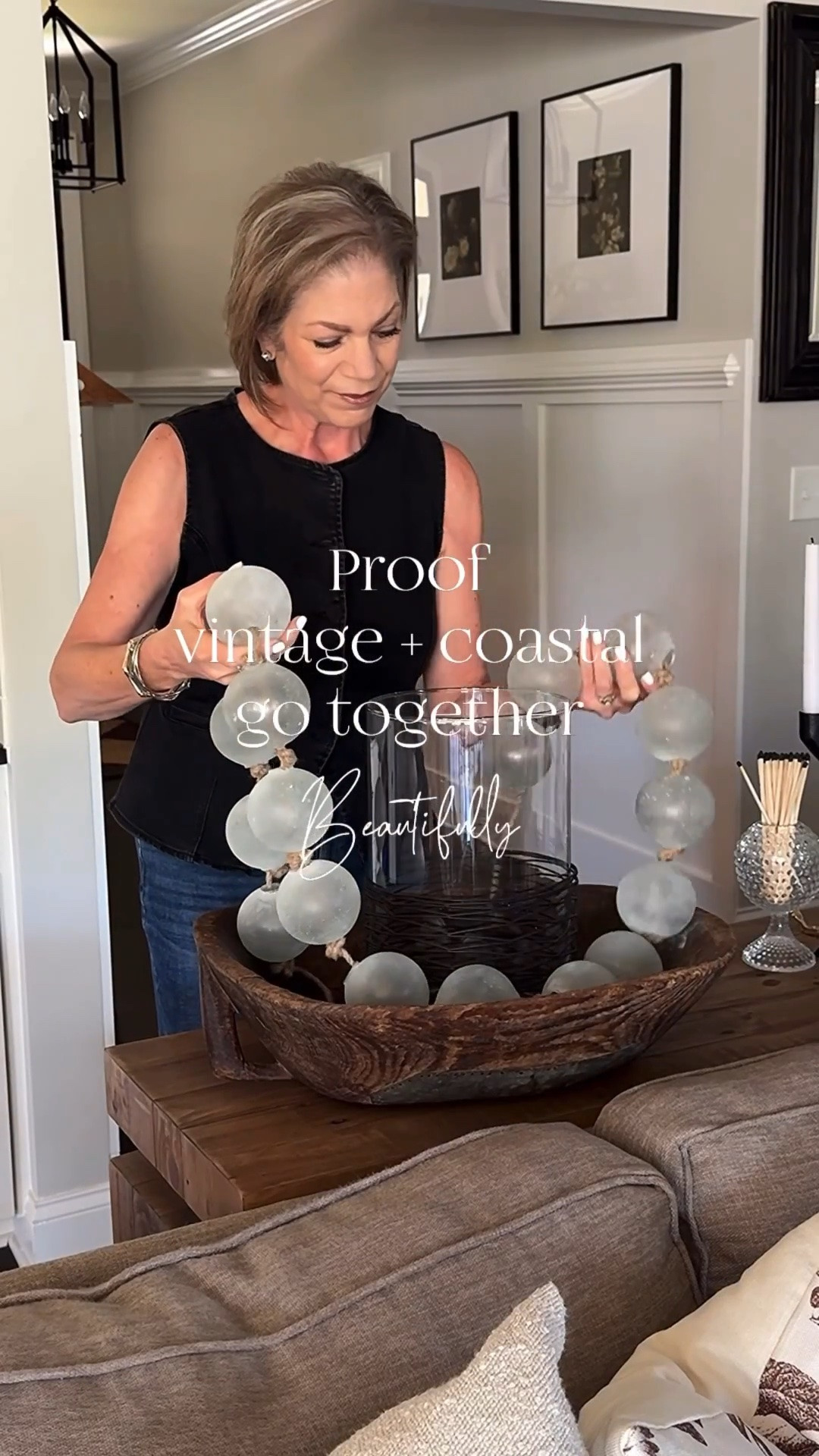 Vintage and coastal style go together beautifully. I love layering my coastal decor with vintage finds during the summer months. Some of my favorite coastal pieces are vintage too.

Sea-glass garland, vintage wood bowl, vintage wood tray, glass cylinder, faux baby’s breath, vintage hobnail Ivy bowl, matches, console table, ottomans, floral throw blanket, starfish, candle pedestal, woven storage boxes, round coffee table, vintage Japanese floater balls, cement urn, black candelabra, throw pillows

#LTKSeasonal #LTKHome #LTKstorytime