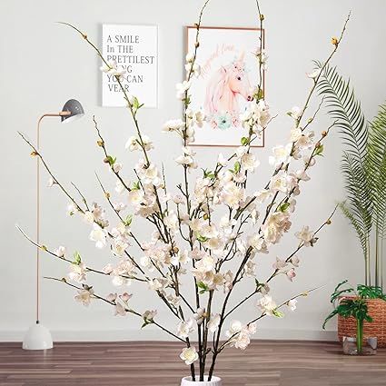 florisso Cherry Blossom Branches, Long Stem Artificial Flowers for Tall Vase, 47" Faux Plum Bloss... | Amazon (US)