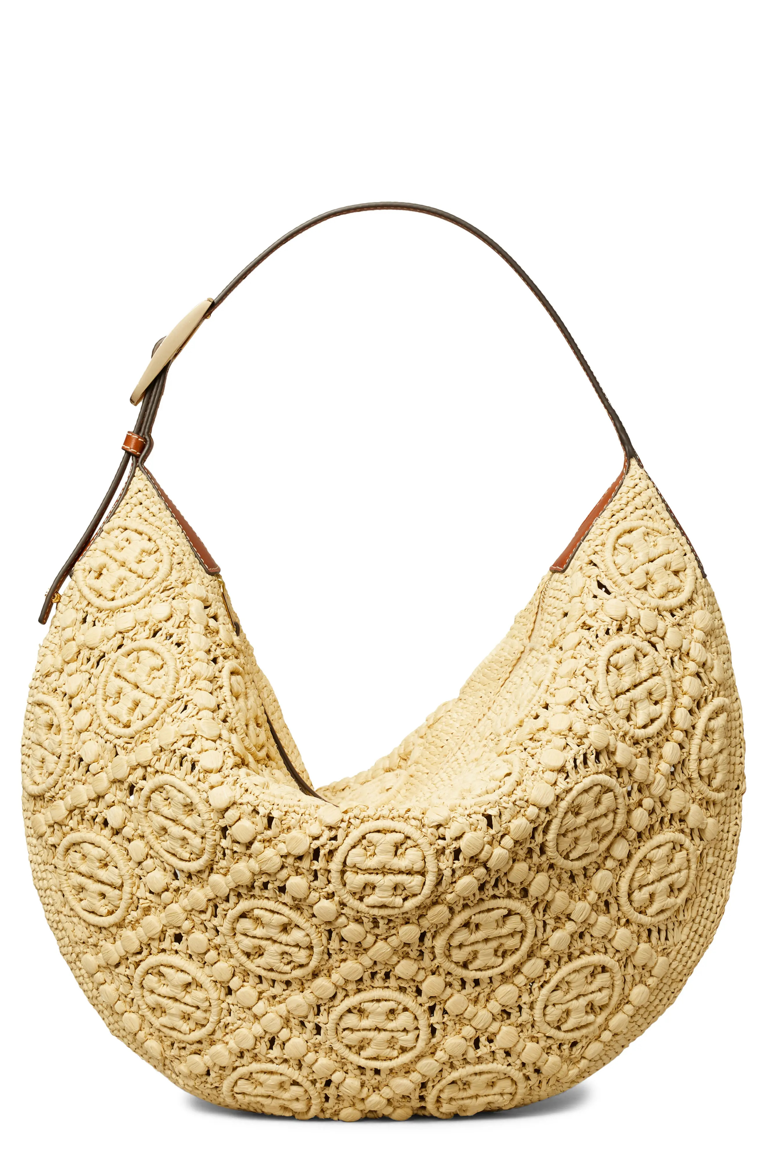 T-Monogram Woven Raffia Straw Shoulder Bag (Women) | Nordstrom | Nordstrom