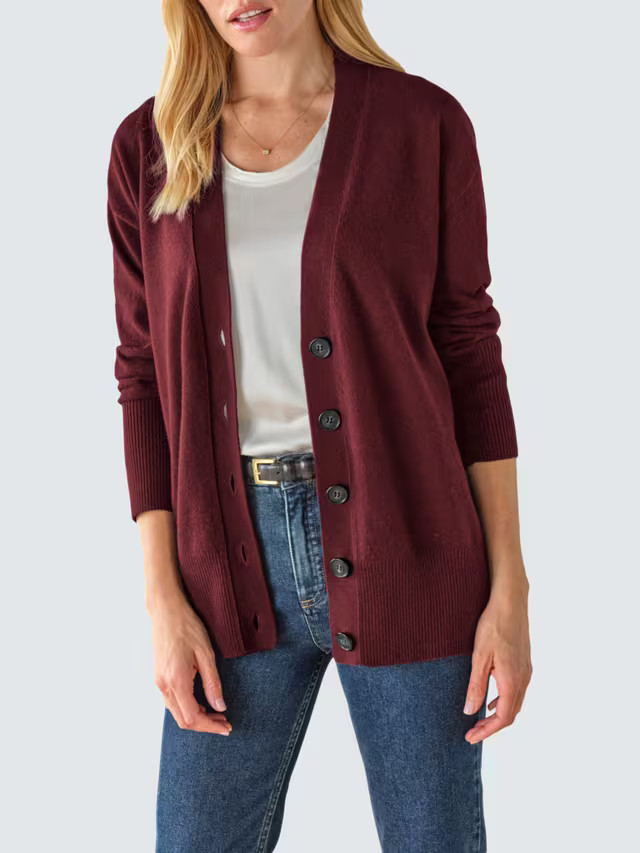 Pure Collection Cashmere Open V-Neck Boyfriend Cardigan | John Lewis (UK)