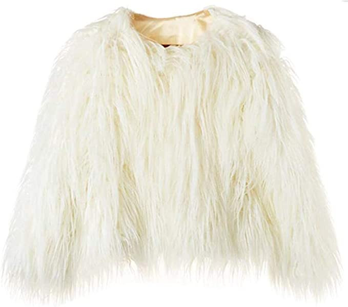 YUAKOU Women's Shaggy Faux Fur Outwear Coat Jacket Long Sleeve Warm Winter | Amazon (US)