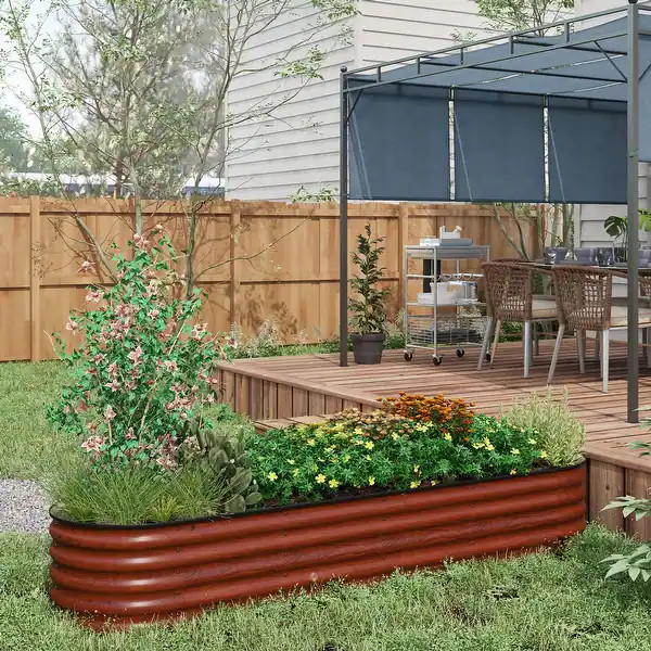 Outsunny 7.9' x 2' x 1.4' Galvanized Raised Garden Bed Kit, Outdoor Metal Elevated Planter Box - ... | Bed Bath & Beyond