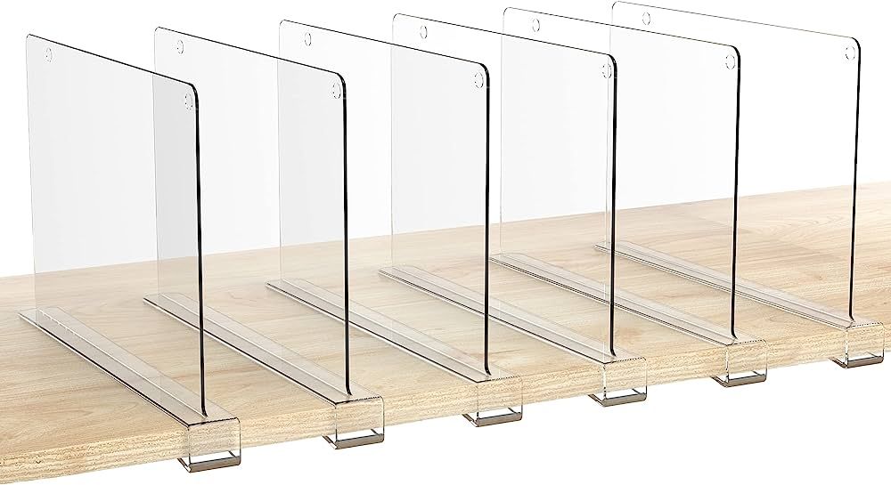 HBlife 6 Pack Clear Shelf Dividers, Vertical Purse Organizer for Closet Perfect for Sweater, Shir... | Amazon (US)