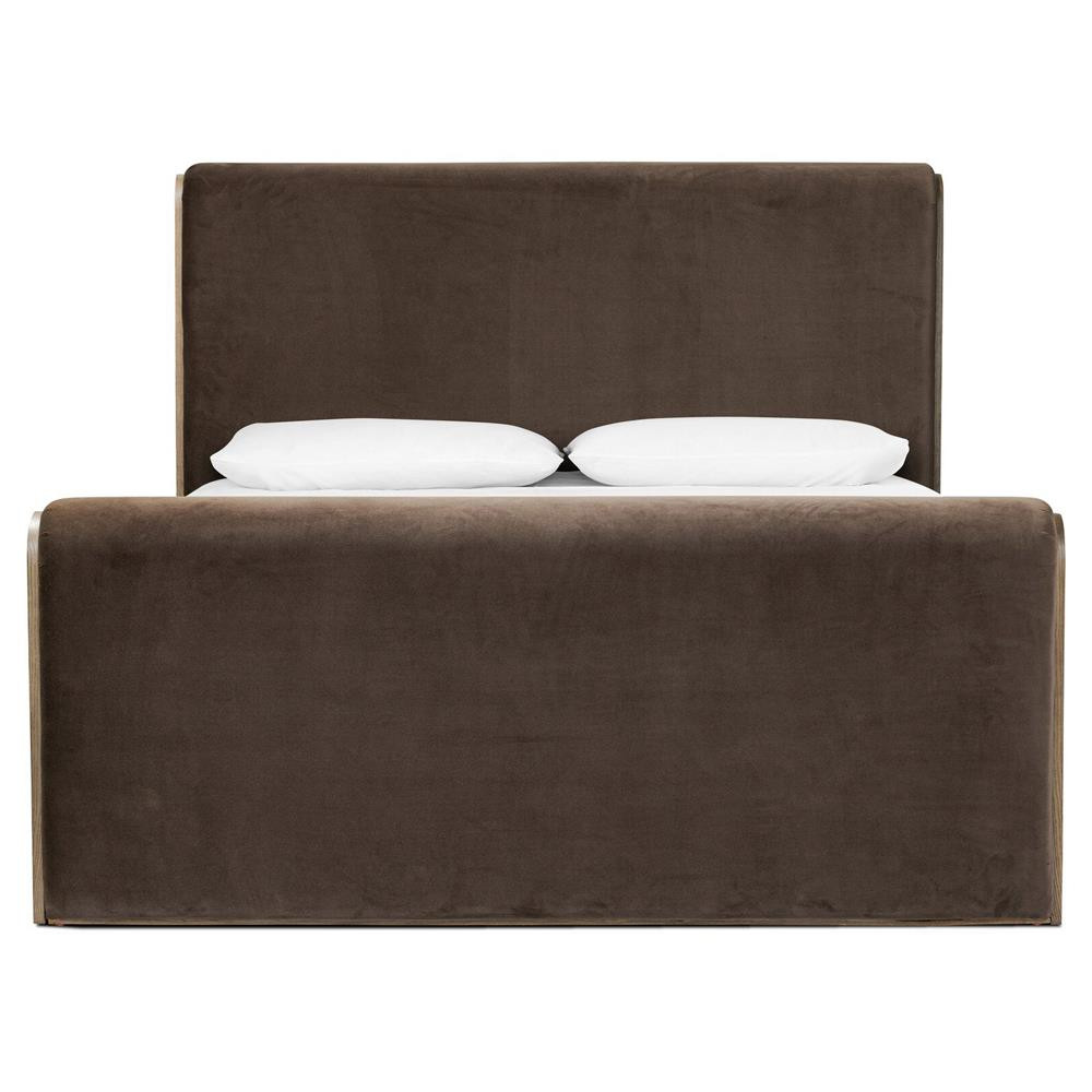 Ruby Modern Classic Brown Velvet Bed - King | Kathy Kuo Home