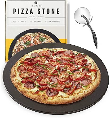 Heritage Pizza Stone, 15 inch Ceramic Baking Stones for Oven Use - Non-Stick, No Stain Pan & Cutt... | Amazon (US)