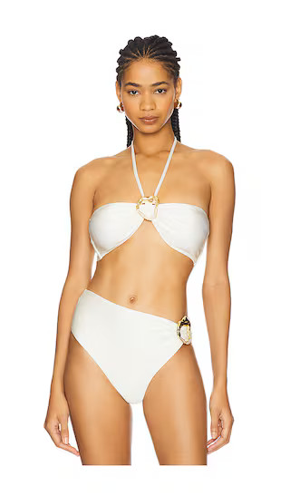 Jersey Sands Metallic Stone Bikini Top in Off White | Revolve Clothing (Global)