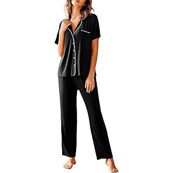 Avidlove Women Pajamas Set Notch Collar Soft Sleepwear Pjs Short Sleeve Button Down Nightwear wit... | Amazon (US)