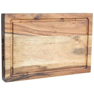 AmeriHome Acacia 18 in. x 12 in. Rectangle Wood Cutting Board, Brown/Tan | The Home Depot