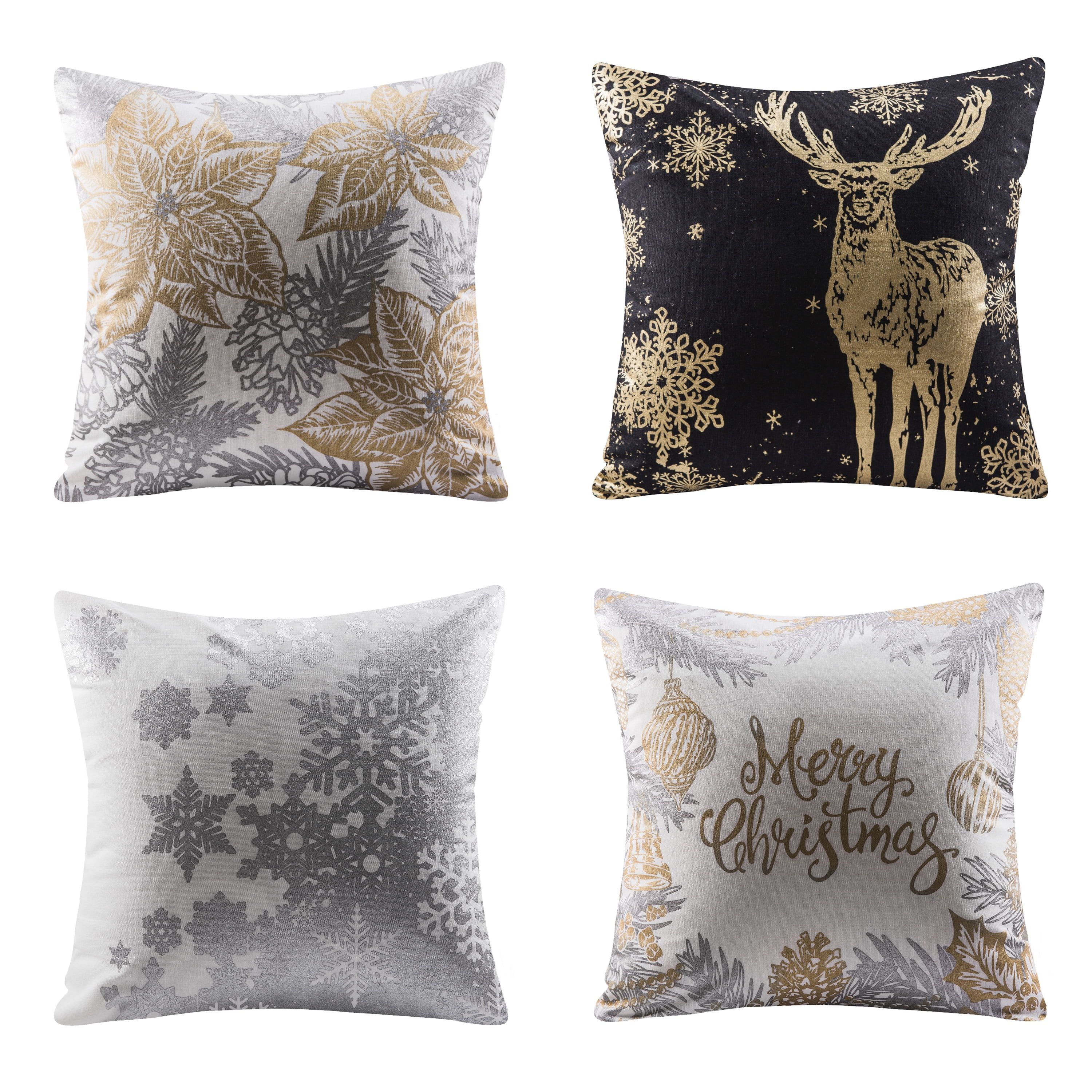 Phantoscope Merry Christmas Gilding Reindeer Snowflake Decorative Throw Pillow Cover, 18" x 18", ... | Walmart (US)