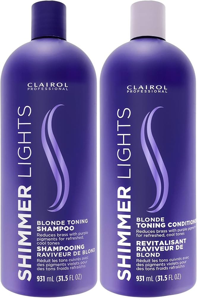 Clairol Professional Shimmer Lights Purple Shampoo & Conditioner | Neutralizes Brass & Yellow Ton... | Amazon (US)