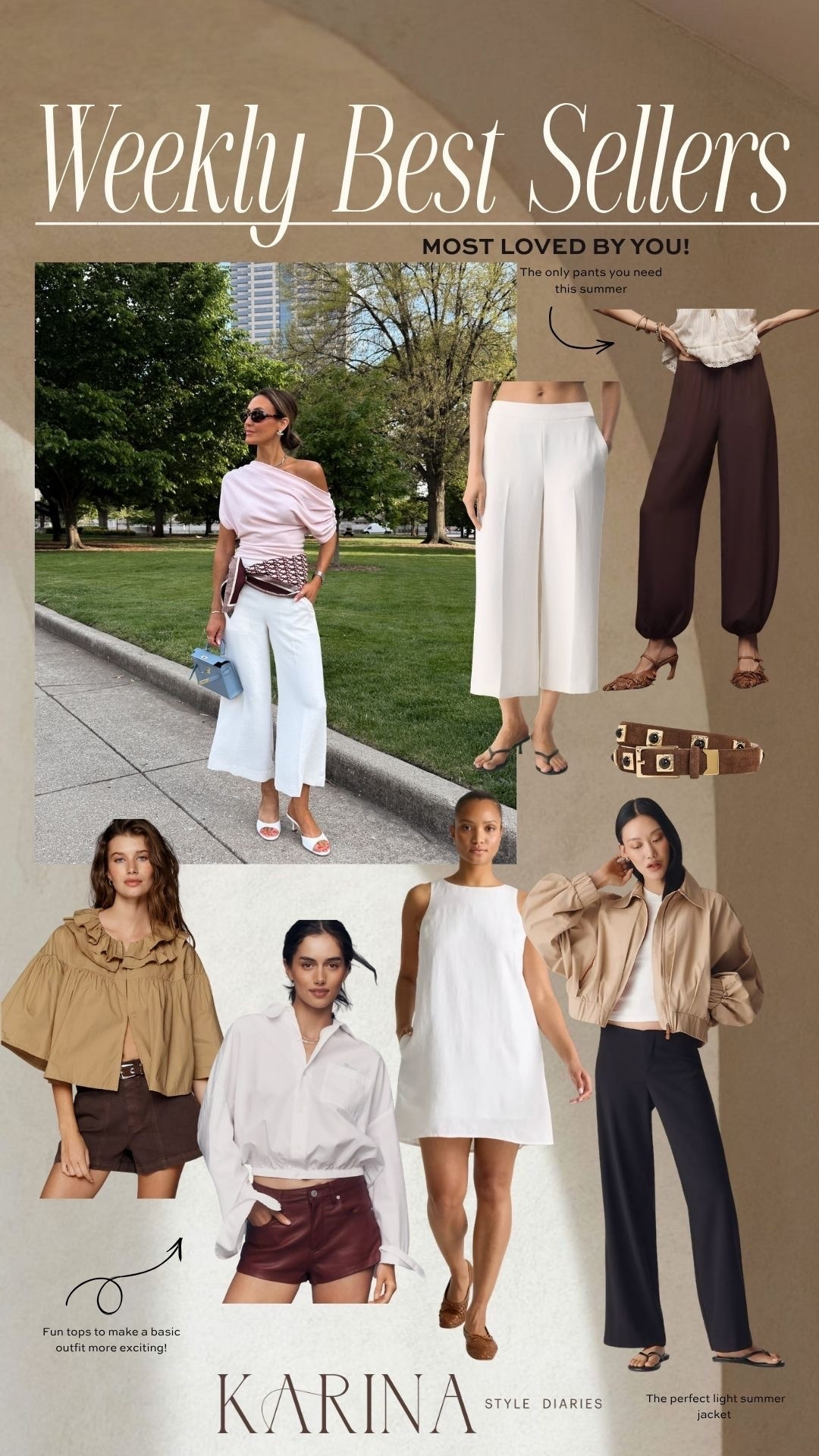 Your most loved this week: a mix of breezy pants, fun tops, and light layers✨