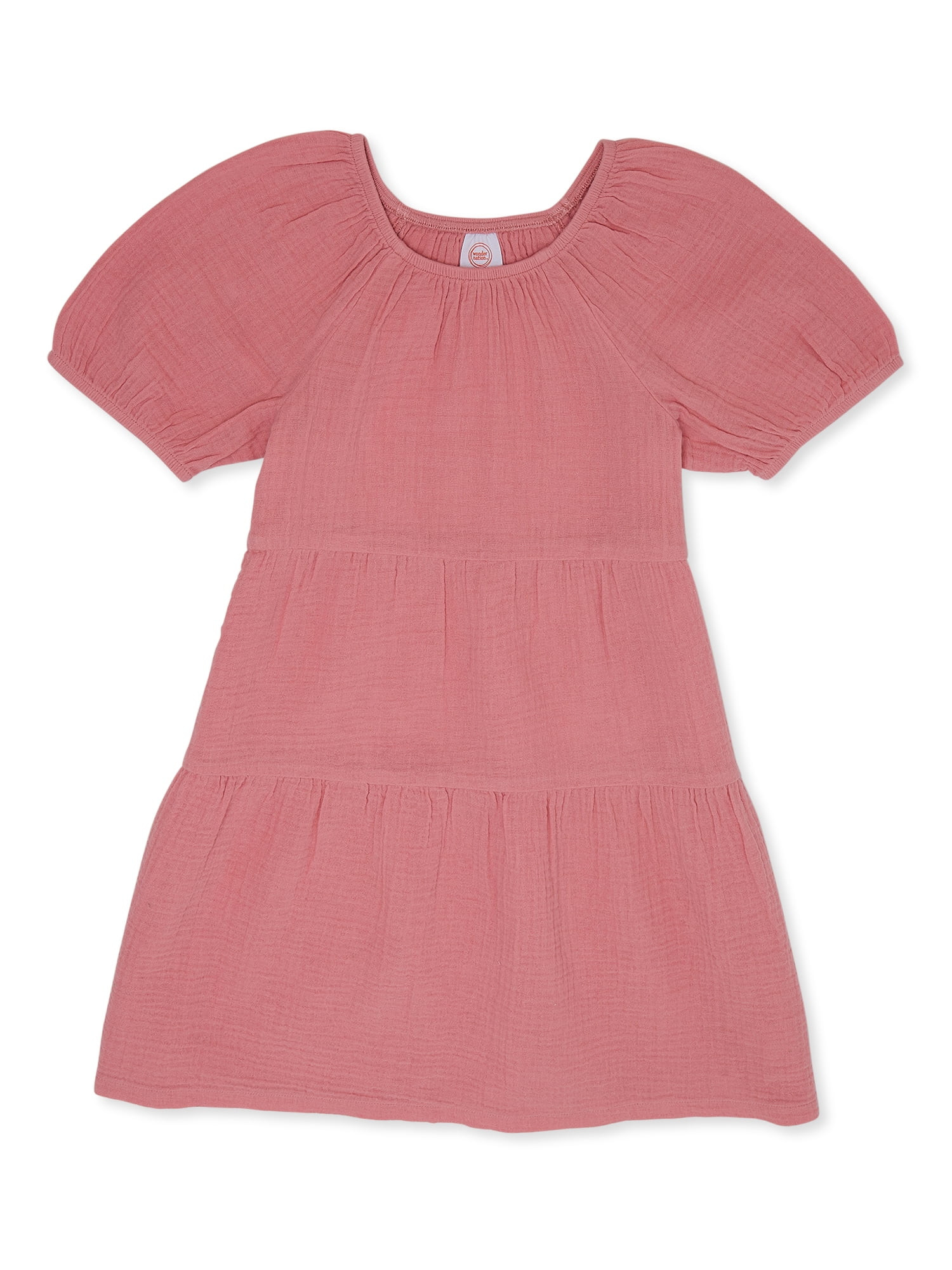 Wonder Nation Girls Tiered Cotton Gauze Dress, Sizes 4-18 and Plus - Walmart.com | Walmart (US)